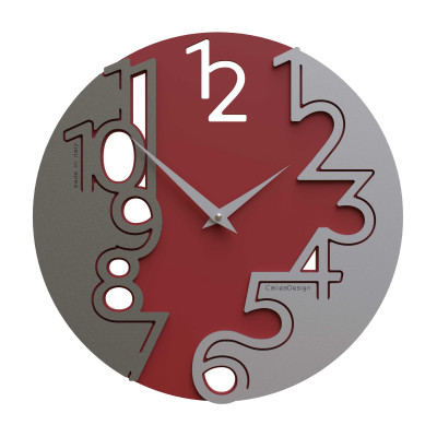 CalleaDesign - Princess - Orologio da parete rotondo in legno dal design moderno - Colore: Rubino - SKU: 10-043-65