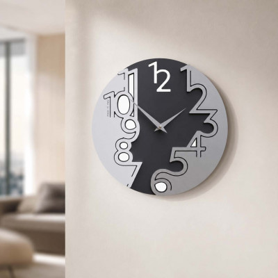 CalleaDesign Princess Orologio da parete rotondo in legno dal design moderno Colore: Nero