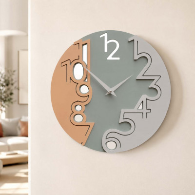 CalleaDesign Princess Orologio da parete rotondo in legno dal design moderno Colore: Salvia