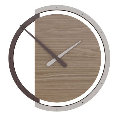 CalleaDesign - Zaki - Orologio da parete rotondo in legno dallo stile moderno ed elegante - Colore: Noce Canaletto - SKU: 10-135-85