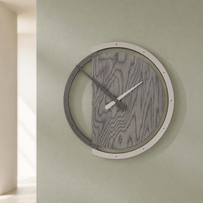 CalleaDesign Zaki Orologio da parete rotondo in legno dallo stile moderno ed elegante Colore: Grigio Sottsass