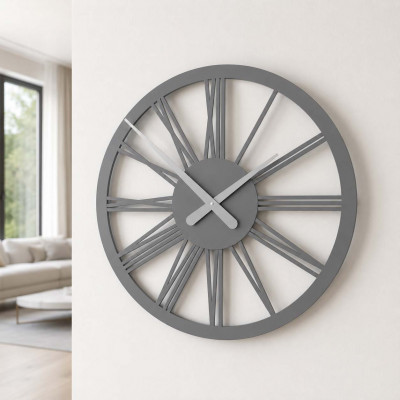 CalleaDesign Tarquinio Orologio da parete in legno con numeri romani Colore: Grigio Quarzo