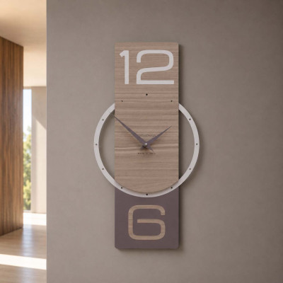 CalleaDesign Zyra Orologio da parete verticale in legno dal design moderno ed elegante Colore: Noce Canaletto