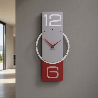 CalleaDesign Zyra Orologio da parete verticale in legno dal design moderno ed elegante Colore: Rubino