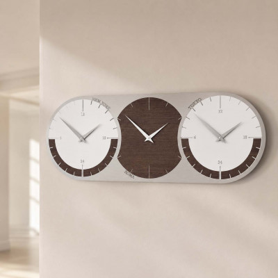 CalleaDesign World Clock Orologio da parete Colore: Rovere Wengè
