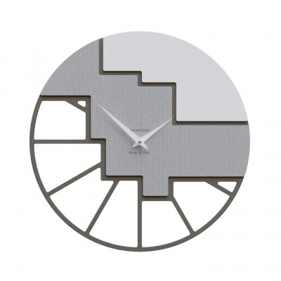 CalleaDesign - Scalea - Orologio da parete rotondo in legno dal design moderno ed elegante - Colore: Gessato - SKU: 10-137-86