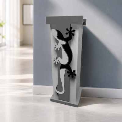 CalleaDesign Geco Arrampicante Porta ombrelli in legno dal design moderno Colore: Nero