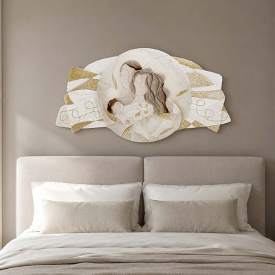 Cartapietra Gioia Capezzale per letto con Sacra Famiglia in bassorilievo dipinto a mano Colore: Oro