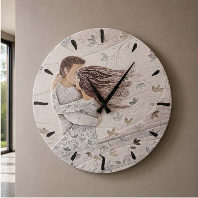 Cartapietra Tra Le Tue Braccia Orologio da parete moderno con bassorilievo con retro in legno massello Colore: Bianco
