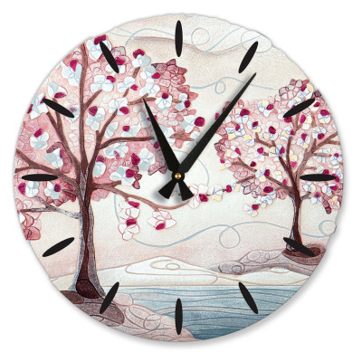 Cartapietra - Anime gemelle - Orologio da parete rotondo con Bassorilievo con retro in legno massello - SKU: OT4508