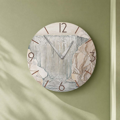 Cartapietra Acqua Preziosa Orologio da parete rotondo medio con bassorilievo con retro in legno massello Colore: Argento