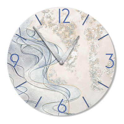 Cartapietra - Tesoro Sommerso - Orologio da parete rotondo medio con bassorilievo con retro in legno massello - Colore: Argento - SKU: OT4895CLA
