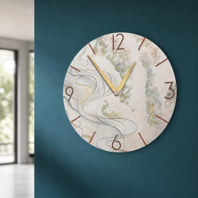 Cartapietra Tesoro Sommerso Orologio da parete rotondo medio con bassorilievo con retro in legno massello Colore: Oro