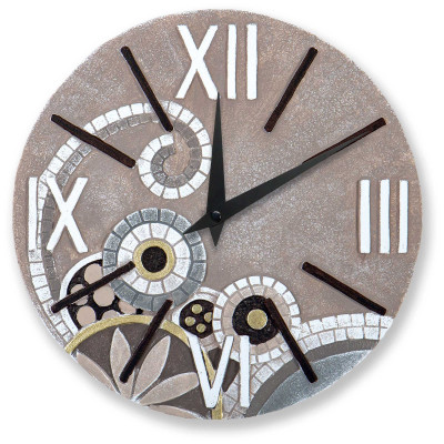 Cartapietra - Eclettica - Orologio da parete rotondo piccolo con bassorilievo con retro in legno massello - Colore: Oro - SKU: OT2944GD