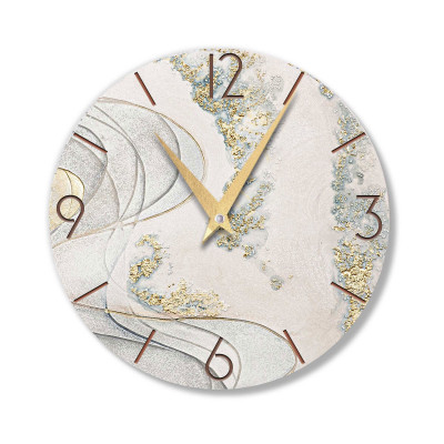 Cartapietra - Tempo che Crea - Orologio da parete rotondo grande con bassorilievo con retro in legno - Colore: Oro - SKU: OT3095NTG