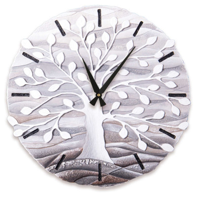 Cartapietra - Albero della Vita - Orologio piccolo con bassorilievo con retro in legno massello - Colore: Bianco - SKU: OT4501BA