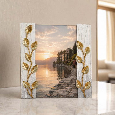 Cartapietra Albero della Vita Portafoto grande con bassorilievo con retro in legno massello Foto 24x18 Colore: Oro