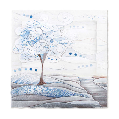  Cartapietra - Albero dei Sogni - Quadretto moderno con bassorilievo dipinto a mano con retro in legno massello - SKU: 1105106 