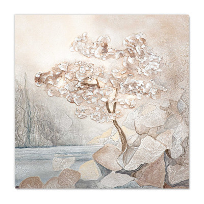  Cartapietra - Luce Nascosta - Quadretto moderno con bassorilievo dipinto a mano con retro in legno massello - SKU: 110693 