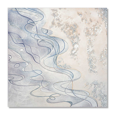 Cartapietra - Tesoro Sommerso - Quadro astratto con bassorilievo dipinto a mano con retro in legno massello - Colore: Argento - SKU: 110695CLA
