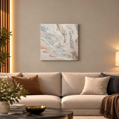 Cartapietra Tesoro Sommerso Quadro astratto con bassorilievo dipinto a mano con retro in legno massello Colore: Oro