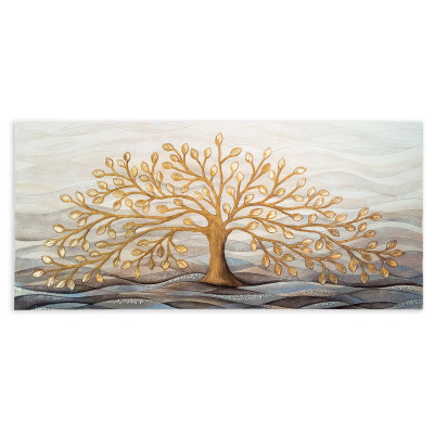 Cartapietra - Albero della Vita - Quadro grande con bassorilievo dipinto a mano con retro in legno massello - Colore: Oro - SKU: QL1507001GD