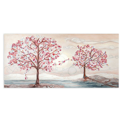  Cartapietra - Anime gemelle - Quadro grande con Bassorilievo dipinto a mano con retro in legno massello - SKU: 101508 