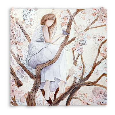  Cartapietra - Ragazza sull'Albero - Quadro moderno con bassorilievo dipinto a mano con retro in legno massello - SKU: 110509 