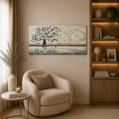 Cartapietra Foglie al Vento Quadro piccolo con bassorilievo dipinto a mano con retro in legno massello Colore: Verde