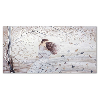  Cartapietra - Tra Le Tue Braccia - Quadro piccolo con bassorilievo dipinto a mano con retro in legno massello - SKU: QL1005002 