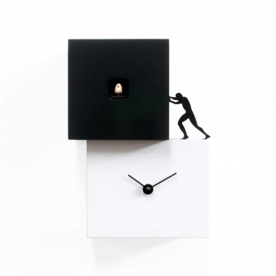 Progetti - Strong Cucù - Orologio da parete piccolo a cucù - Colore: Nero - SKU: 022700BINE