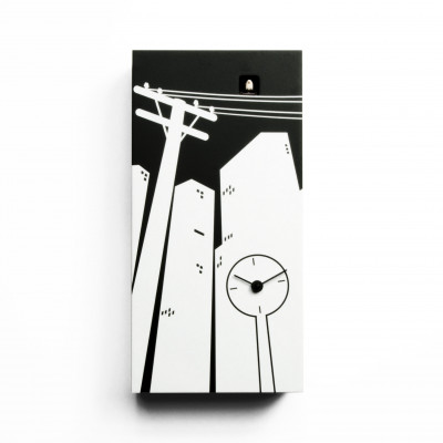 Progetti - Orologio da parete di design a cucù Cucucity - Colore: Nero - SKU: 018500NE