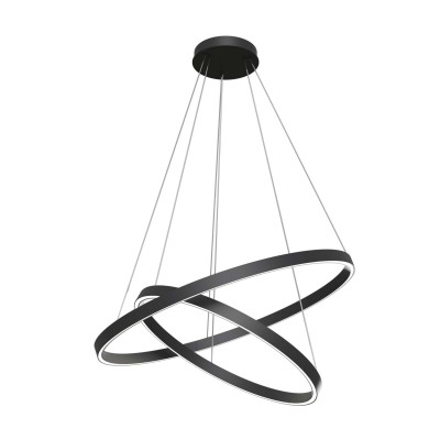 Maytoni Rim Sospensione a LED con due diffusori a cerchi regolabili in alluminio Colore: Nero