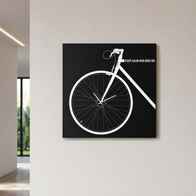 Design Object Orologio da parete in metallo con decorazione bicicletta in stile moderno "BIKE" Colore: Nero