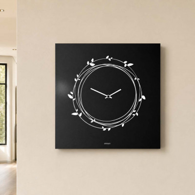 Design Object Orologio da parete in metallo design italiano per salotto e soggiorno "NIDO" Colore: Nero