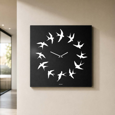 Design Object Orologio da parete in metallo design italiano per salotto o cameretta "VOLO" Colore: Nero