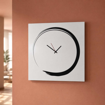 Design Object Orologio da parete ultra minimalista in metallo senza numeri "S-ENSO" Colore: Bianco