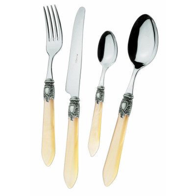  Bugatti - Servizio di posate 24pz ghiera argentata e manico in madreperla linea "Oxford" - SKU: OXFORD 