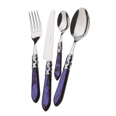 Bugatti Servizio di posate 24pz in acciaio inox con ghiera cromata collezione "Alladin" Colore: Blu