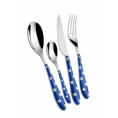 Bugatti Posate da tavola in acciaio set 24pz linea "Pois" Colore: Blu