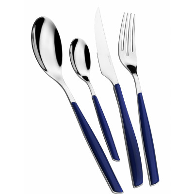 Bugatti Posate da tavola in acciaio set 24pz linea "Glamour" Colore: Blu Scuro