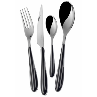Bugatti Posate da tavola in acciaio set 24pz linea "Zebra" Colore: Nero