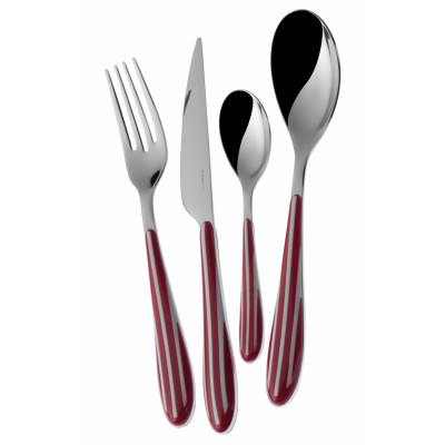 Bugatti Posate da tavola in acciaio set 24pz linea "Zebra" Colore: Rosso Imperiale