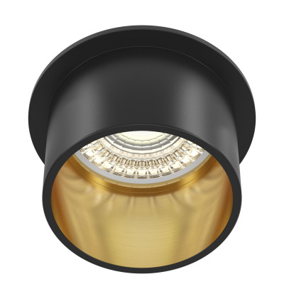 Maytoni - Reif - Faretti da incasso rotondi in alluminio verniciato dallo stile moderno - Colore: Nero/Oro - 1 Lampadina - GU10 - 50W - IP20 - SKU: DL050-01GB
