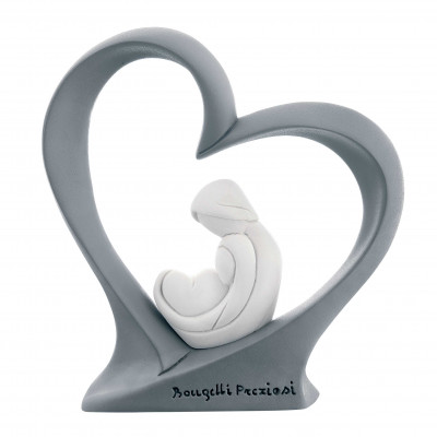 Bongelli Preziosi Scultura da tavolo con sacra famiglia bianco dentro ad un cuore colorato Colore: Grigio