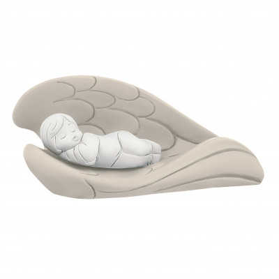 Bongelli Preziosi - Bomboniera Battesimo - Scultura con bambino che dorme tra le ali colorate - SKU: ME1256/