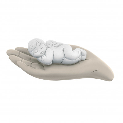 Bongelli Preziosi - Bomboniera Battesimo - Scultura con bambino che dorme su palmo della mano - SKU: ME1257/