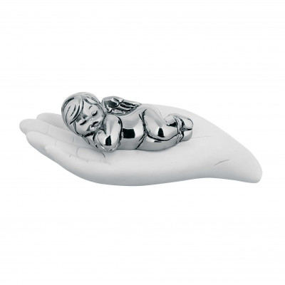 Bongelli Preziosi - Bomboniera Battesimo - Scultura con bambino che dorme sulla mano in argento - Colore: Argento - SKU: ME1257