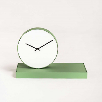 Formae Orologio da tavolo moderno in acciaio con specchio girevole "Gira Tempo" Colore: Verde