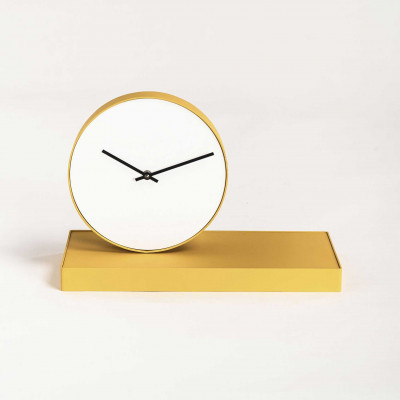 Formae Orologio da tavolo moderno in acciaio con specchio girevole "Gira Tempo" Colore: Giallo